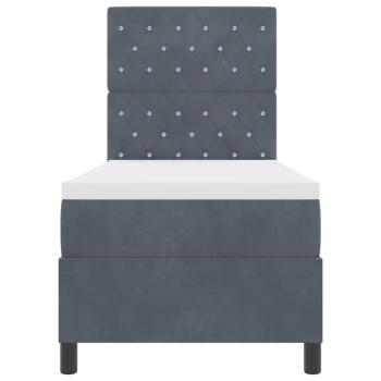 LED Boxspringbett mit Matratze Dunkelgrau 80x200 cm Samt