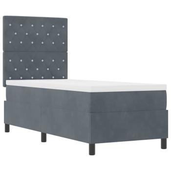 LED Boxspringbett mit Matratze Dunkelgrau 80x200 cm Samt