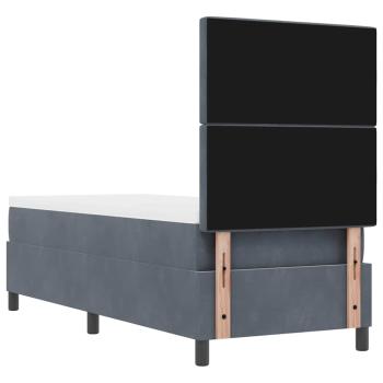 LED Boxspringbett mit Matratze Dunkelgrau 80x200 cm Samt