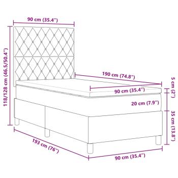 Boxspringbett mit Matratze und LED Dunkelgrau 90x190 cm Samt