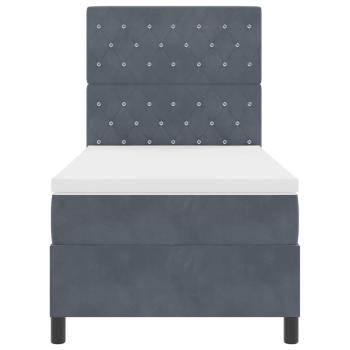LED Boxspringbett mit Matratze Dunkelgrau 90x200 cm Samt