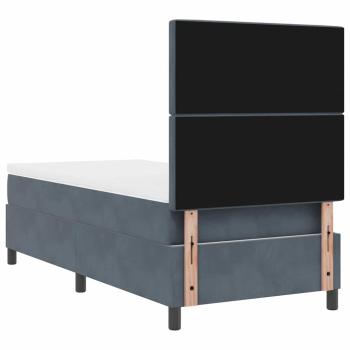 LED Boxspringbett mit Matratze Dunkelgrau 90x200 cm Samt