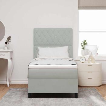 LED Boxspringbett mit Matratze Hellgrau 100x200 cm Samt