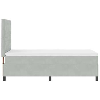 LED Boxspringbett mit Matratze Hellgrau 100x200 cm Samt
