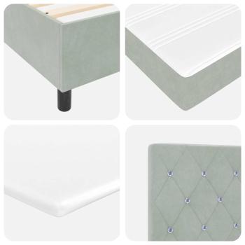 LED Boxspringbett mit Matratze Hellgrau 100x200 cm Samt