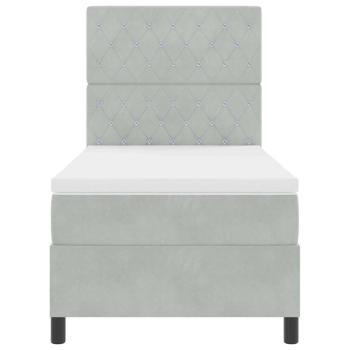 LED Boxspringbett mit Matratze Hellgrau 100x200 cm Samt