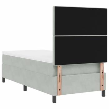 LED Boxspringbett mit Matratze Hellgrau 100x200 cm Samt