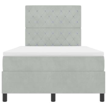 LED Boxspringbett mit Matratze Hellgrau 120x190 cm Samt