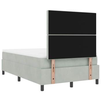 LED Boxspringbett mit Matratze Hellgrau 120x200 cm Samt