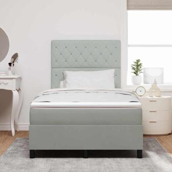 LED Boxspringbett mit Matratze Hellgrau 120x200 cm Samt