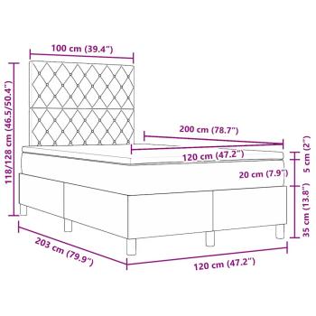 LED Boxspringbett mit Matratze Hellgrau 120x200 cm Samt
