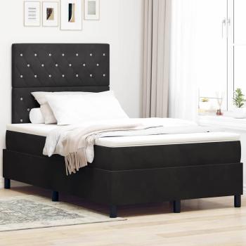 ARDEBO.de - LED Boxspringbett mit Matratze Schwarz 120x200 cm Samt