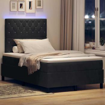 LED Boxspringbett mit Matratze Schwarz 120x200 cm Samt