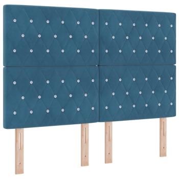 LED Boxspringbett mit Matratze Dunkelblau 140 x 190 cm Samt