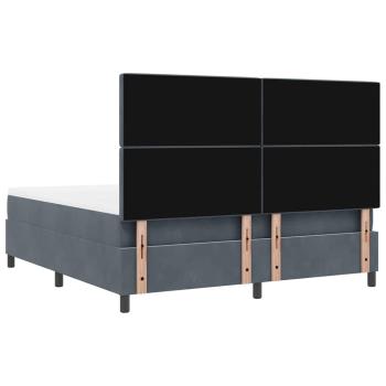 LED Boxspringbett mit Matratze Dunkelgrau 180x200 cm Samt