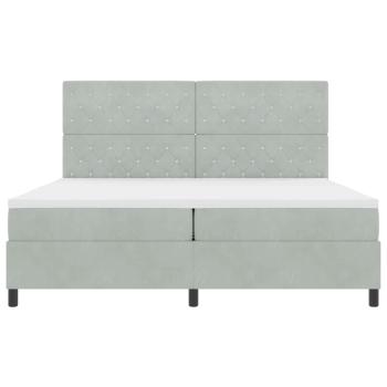 LED Boxspringbett mit Matratze Hellgrau 200x200 cm Samt