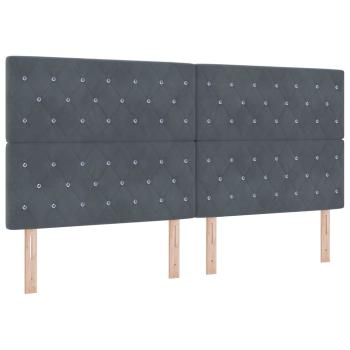 LED Boxspringbett mit Matratze Dunkelgrau 200x200 cm Samt