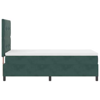 LED Boxspringbett mit Matratze Dunkelgrün 80x200 cm Samt