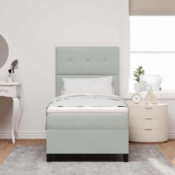 LED Boxspringbett mit Matratze Hellgrau 90x190 cm Samt