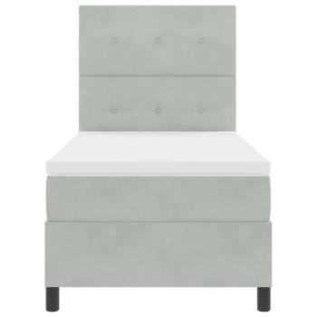 LED Boxspringbett mit Matratze Hellgrau 90x190 cm Samt