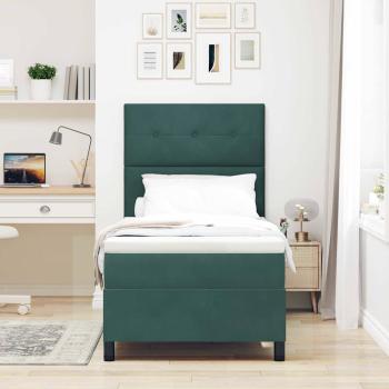 LED Boxspringbett mit Kopfteil Dunkelgrün 90 x 190 cm Samt