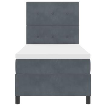 LED Boxspringbett mit Kopfteil Dunkelgrau 90 x 200 cm Samt