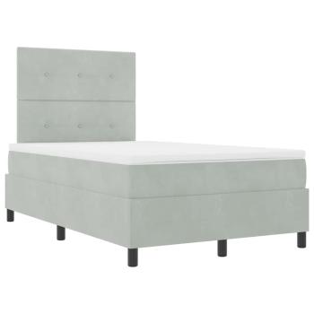 ARDEBO.de - LED Boxspringbett mit Matratze Hellgrau 120x190 cm Samt