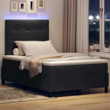 LED Boxspringbett mit Matratze Schwarz 120x190 cm Samt