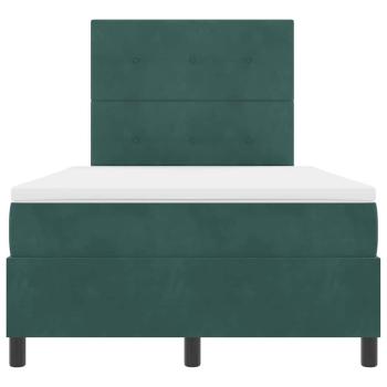 ARDEBO.de - LED Boxspringbett mit Matratze Dunkelgrün 120x190 cm Samt