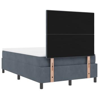 LED Boxspringbett mit Matratze Dunkelgrau 120x200 cm Samt