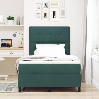 LED Boxspringbett mit Kopfteil Dunkelgrün 120 x 200 cm Samt