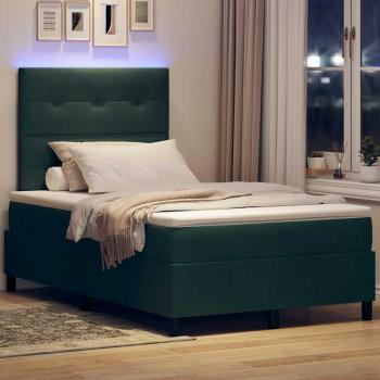 LED Boxspringbett mit Kopfteil Dunkelgrün 120 x 200 cm Samt