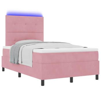 LED Boxspringbett mit Matratze Rosa 120x200 cm Samt