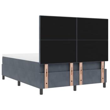 LED Boxspringbett mit Matratze Dunkelgrau 140x190 cm Samt