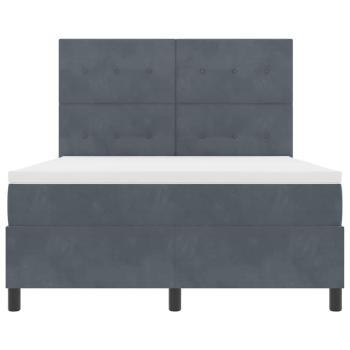 LED Boxspringbett mit Matratze Dunkelgrau 140x190 cm Samt