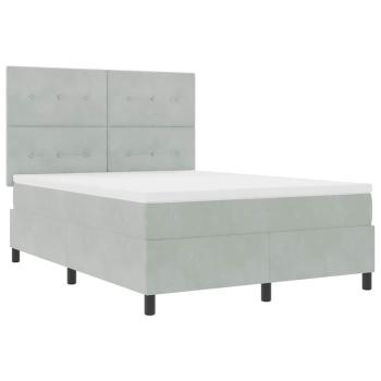 LED Boxspringbett mit Matratze Hellgrau 160x200 cm Samt