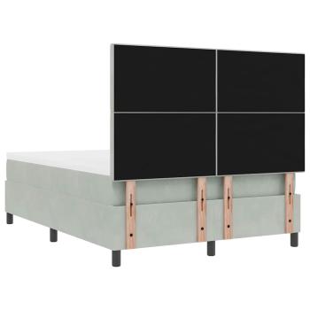 LED Boxspringbett mit Matratze Hellgrau 160x200 cm Samt
