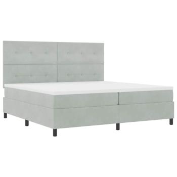LED Boxspringbett mit Matratze Hellgrau 200x200 cm Samt