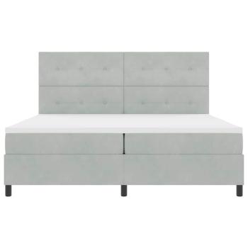 LED Boxspringbett mit Matratze Hellgrau 200x200 cm Samt