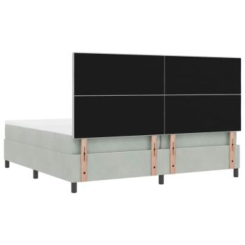 LED Boxspringbett mit Matratze Hellgrau 200x200 cm Samt