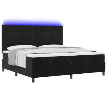 LED Boxspringbett mit Matratze Schwarz 200x200 cm Samt