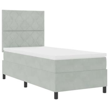 LED Boxspringbett mit Matratze Hellgrau 90x190 cm Samt