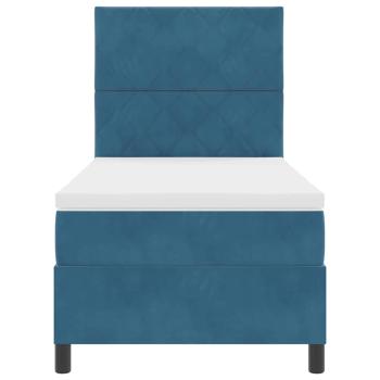 LED Boxspringbett mit Matratze Dunkelblau 90x190 cm Samt