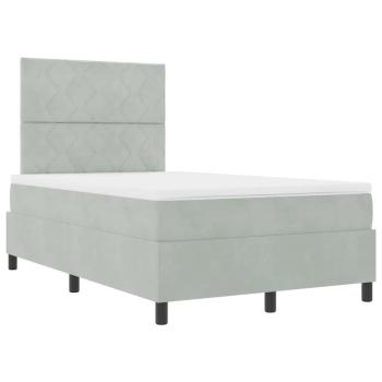 LED Boxspringbett mit Matratze Hellgrau 120x200 cm Samt