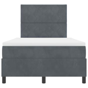 LED Boxspringbett mit Matratze Dunkelgrau 120x200 cm Samt