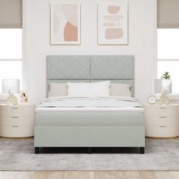 LED Boxspringbett mit Matratze Hellgrau 140x200 cm Samt