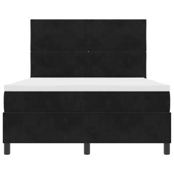 LED Boxspringbett mit Matratze Schwarz 140x200 cm Samt