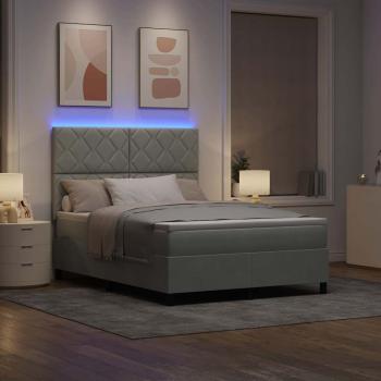 LED Boxspringbett mit Matratze Hellgrau 160x200 cm Samt