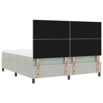 LED Boxspringbett mit Matratze Hellgrau 180x200 cm Samt