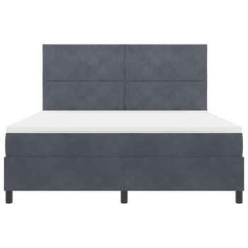 LED Boxspringbett mit Matratze Dunkelgrau 180x200 cm Samt